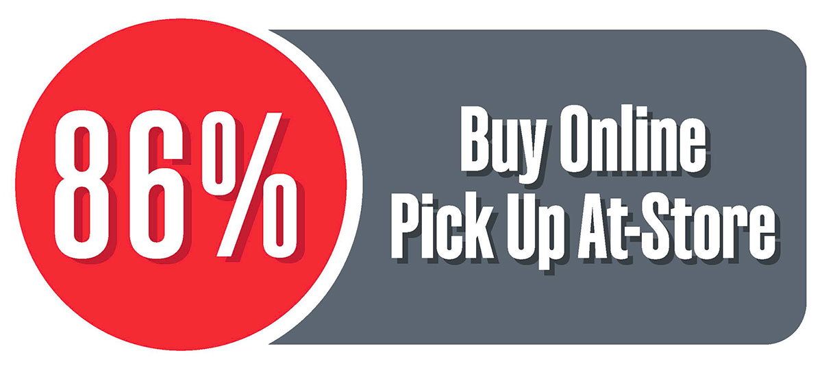 86% Buy Online Pickup in Stores