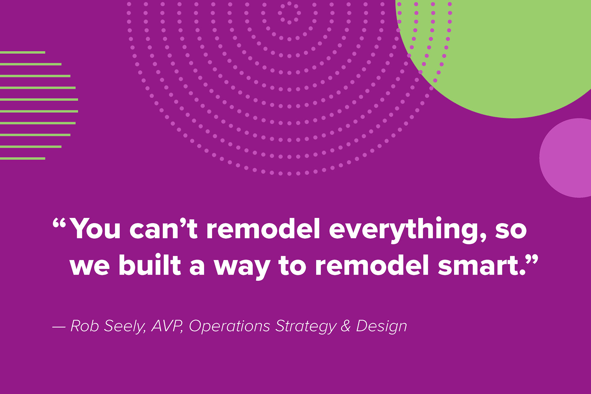 You can't remodel everything," said Rob Seely, EVP of Operations Design at WD, during our session at the National Restaurant Association Show. "So, we built a way to remodel smart."