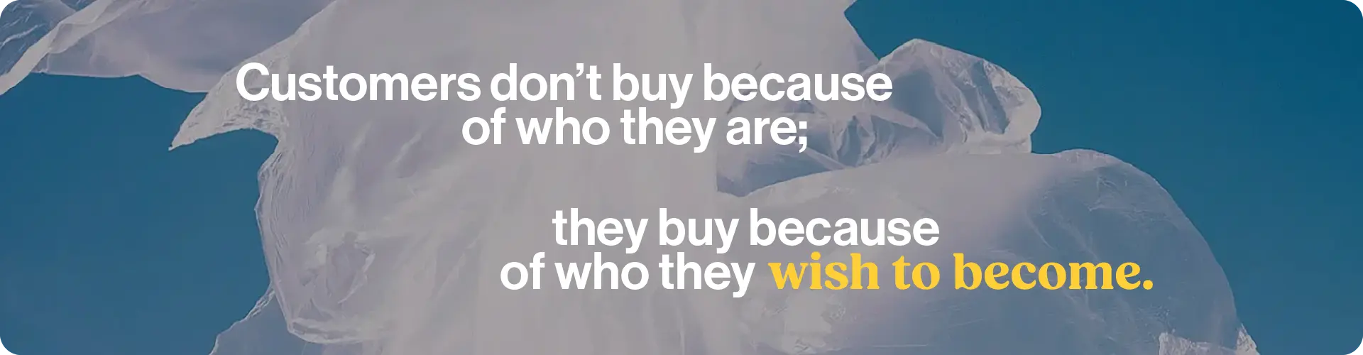 Customers don't buy because of who they are, they buy for who they wish to become.